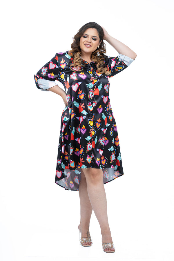 Vestido negro con corazones
